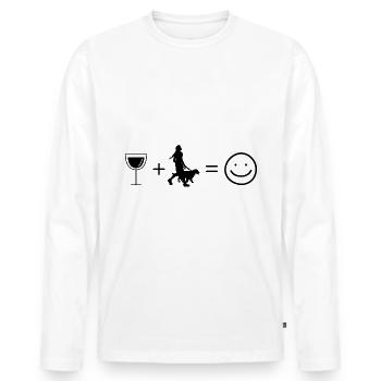 Wine Smile Face and Dog 2 - - Men's Premium Organic Long Sleeve Shirt - white - Front - Nico (187cm)