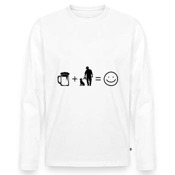 Bier Smile Face und Hund 1 - - Männer Premium Bio Langarmshirt - Weiß - Vorne - Nico (187cm)