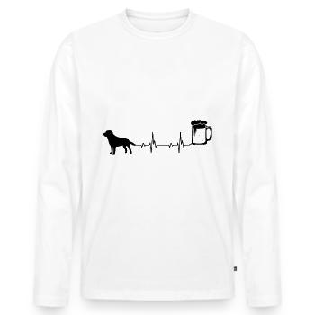 Heartbeat Bier und Hund - (5) - Männer Premium Bio Langarmshirt - Weiß - Vorne - Nico (187cm)