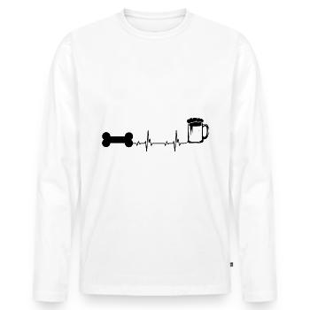 Heartbeat Beer and Dog - - Men's Premium Organic Long Sleeve Shirt - white - Front - Nico (187cm)