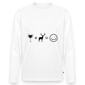 Wine Smile Face and Hunt 2 - - Men's Premium Organic Long Sleeve Shirt - white - Front - Nico (187cm)