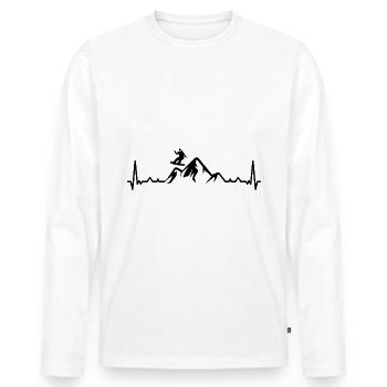 Heartbeat Mountain and Snowboarding - - Men's Premium Organic Long Sleeve Shirt - white - Front - Nico (187cm)