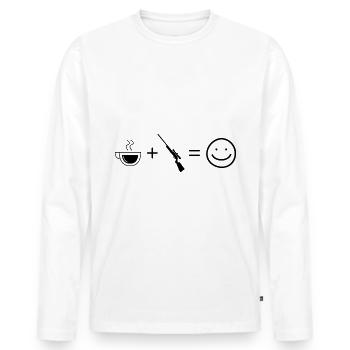 Café Smile Face et Chasse - - T-shirt manches longues Premium bio Homme - blanc - Devant - Nico (187cm)