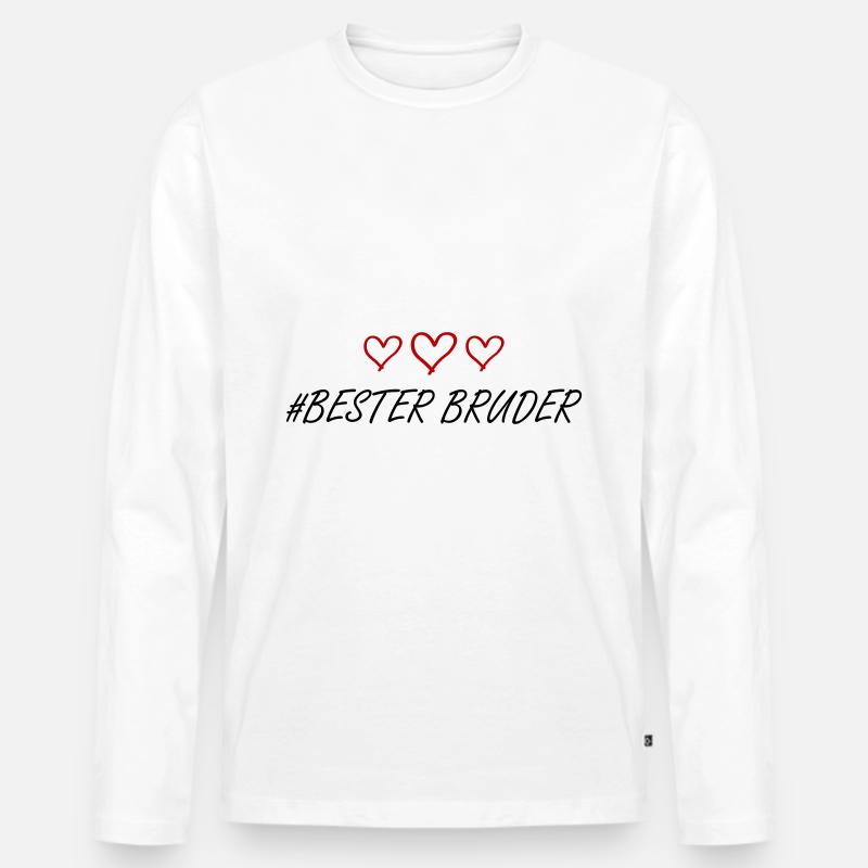 Bester Bruder Herz Liebe - Männer Premium Bio Langarmshirt - Weiß
