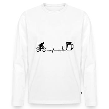 Heartbeat Bière et Cyclisme - - T-shirt manches longues Premium bio Homme - blanc - Devant - Nico (187cm)