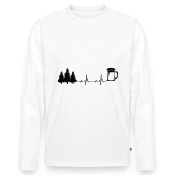 Herzschlagbier und Bäume - - Männer Premium Bio Langarmshirt - Weiß - Vorne - Nico (187cm)