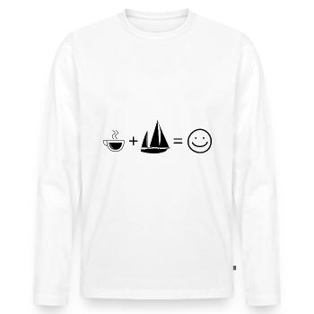 Coffee Smile Face and Sailing - - Men's Premium Organic Long Sleeve Shirt - white - Front - Nico (187cm)
