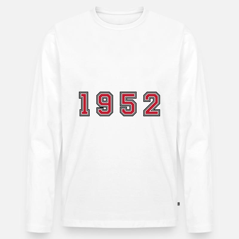 1952 Jahr Zahl - Männer Premium Bio Langarmshirt - Weiß
