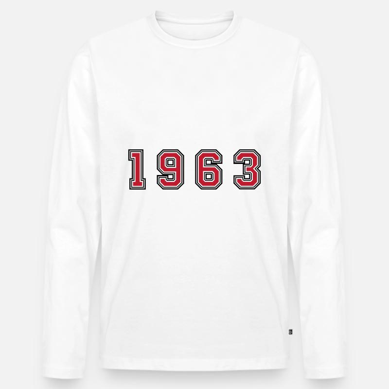 1963 Jahr Zahl - Männer Premium Bio Langarmshirt - Weiß