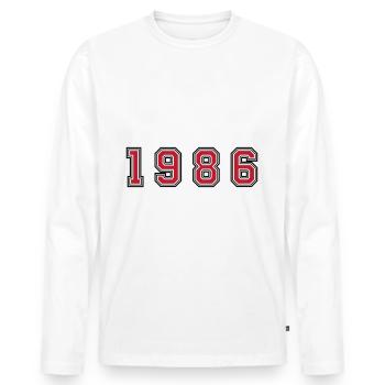 1986 year number - Men's Premium Organic Long Sleeve Shirt - white - Front - Nico (187cm)