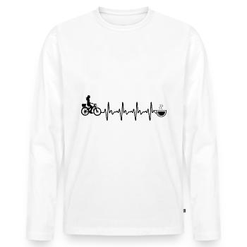 Herzschlagkaffee und Radfahren - (2) - Männer Premium Bio Langarmshirt - Weiß - Vorne - Nico (187cm)