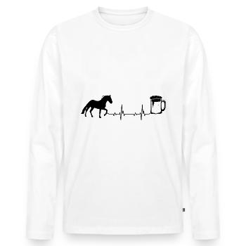 Heartbeat Bière et Cheval - (3) - T-shirt manches longues Premium bio Homme - blanc - Devant - Nico (187cm)