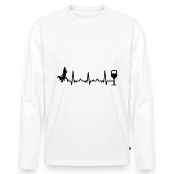 Heartbeat vin et chien - (3) - T-shirt manches longues Premium bio Homme - blanc - Devant - Nico (187cm)