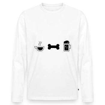 Coffee beer and dog - - Men's Premium Organic Long Sleeve Shirt - white - Front - Nico (187cm)