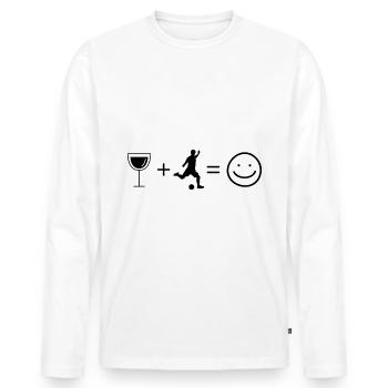 Wine Smile Face et Football 1 - - T-shirt manches longues Premium bio Homme - blanc - Devant - Nico (187cm)