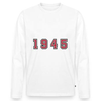 Numéro de l’année 1945 - T-shirt manches longues Premium bio Homme - blanc - Devant - Nico (187cm)