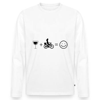 Wine Smile Face and Cycling 2 - - Men's Premium Organic Long Sleeve Shirt - white - Front - Nico (187cm)