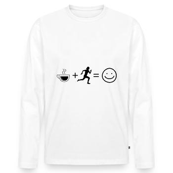 Coffee Smile Face et course 1 - - T-shirt manches longues Premium bio Homme - blanc - Devant - Nico (187cm)