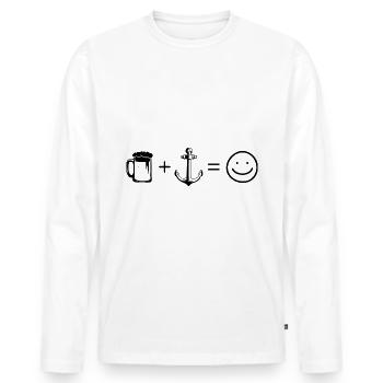 Beer Smile Face and Sailing 1 - - Men's Premium Organic Long Sleeve Shirt - white - Front - Nico (187cm)