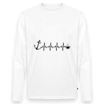 Heartbeat Kaffee und Segelboot - (2) - Männer Premium Bio Langarmshirt - Weiß - Vorne - Nico (187cm)