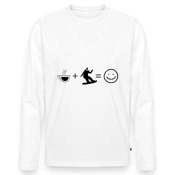 Coffee Smile Face and Snowboarding 1 - - Men's Premium Organic Long Sleeve Shirt - white - Front - Nico (187cm)