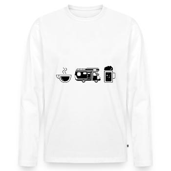 Coffee beer and camping - (3) - Men's Premium Organic Long Sleeve Shirt - white - Front - Nico (187cm)