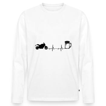 Heartbeat Beer and Motorcycle - (MOTORCYCLE) - Men's Premium Organic Long Sleeve Shirt - white - Front - Nico (187cm)