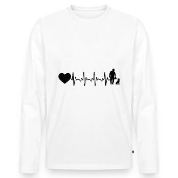 Heartbeat heart and dog - (4) - Men's Premium Organic Long Sleeve Shirt - white - Front - Nico (187cm)
