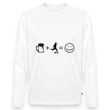 Bier Smile Face und Fußball 1 - - Männer Premium Bio Langarmshirt - Weiß - Vorne - Nico (187cm)