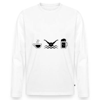 Coffee beer and swimming - - Men's Premium Organic Long Sleeve Shirt - white - Front - Nico (187cm)