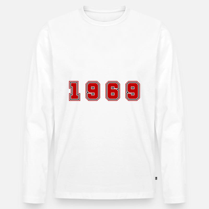 1969 Jahr Zahl - Männer Premium Bio Langarmshirt - Weiß