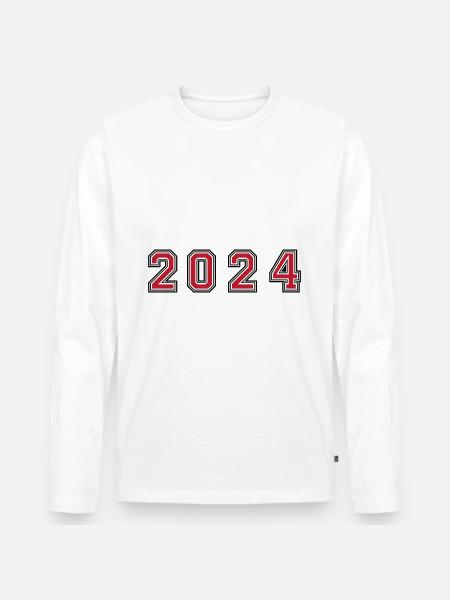 2024 year number - Men's Premium Organic Long Sleeve Shirt - white