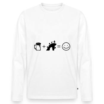 Beer Smile Face and Climbing - - Men's Premium Organic Long Sleeve Shirt - white - Front - Nico (187cm)