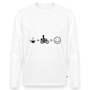 Coffee Smile Face and Cycling 2 - - Men's Premium Organic Long Sleeve Shirt - white - Front - Nico (187cm)