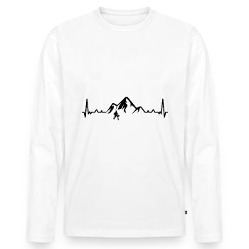 Heartbeat Mountain 1 et Basketball - - T-shirt manches longues Premium bio Homme - blanc - Devant - Nico (187cm)