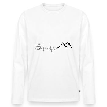 Herzschlag Berge und Kaffee - - Männer Premium Bio Langarmshirt - Weiß - Vorne - Nico (187cm)