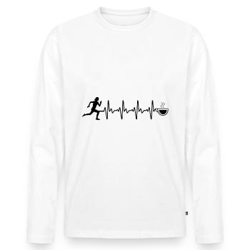 Café Heartbeat et course à pied - - T-shirt manches longues Premium bio Homme - blanc - Devant - Nico (187cm)