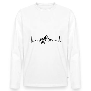 Heartbeat Mountain 1 and Motorcycle - (MOTORCYCLE) (2) - Men's Premium Organic Long Sleeve Shirt - white - Front - Nico (187cm)