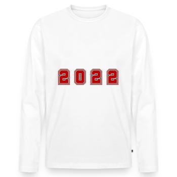 2022 Year Number - Men's Premium Organic Long Sleeve Shirt - white - Front - Nico (187cm)