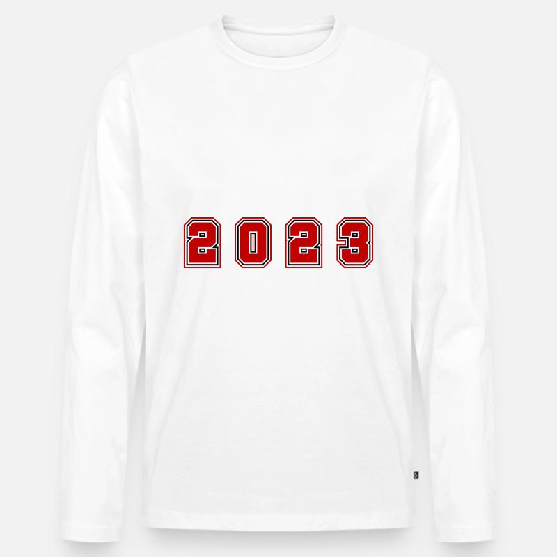 2023 Jahr Zahl - Männer Premium Bio Langarmshirt - Weiß