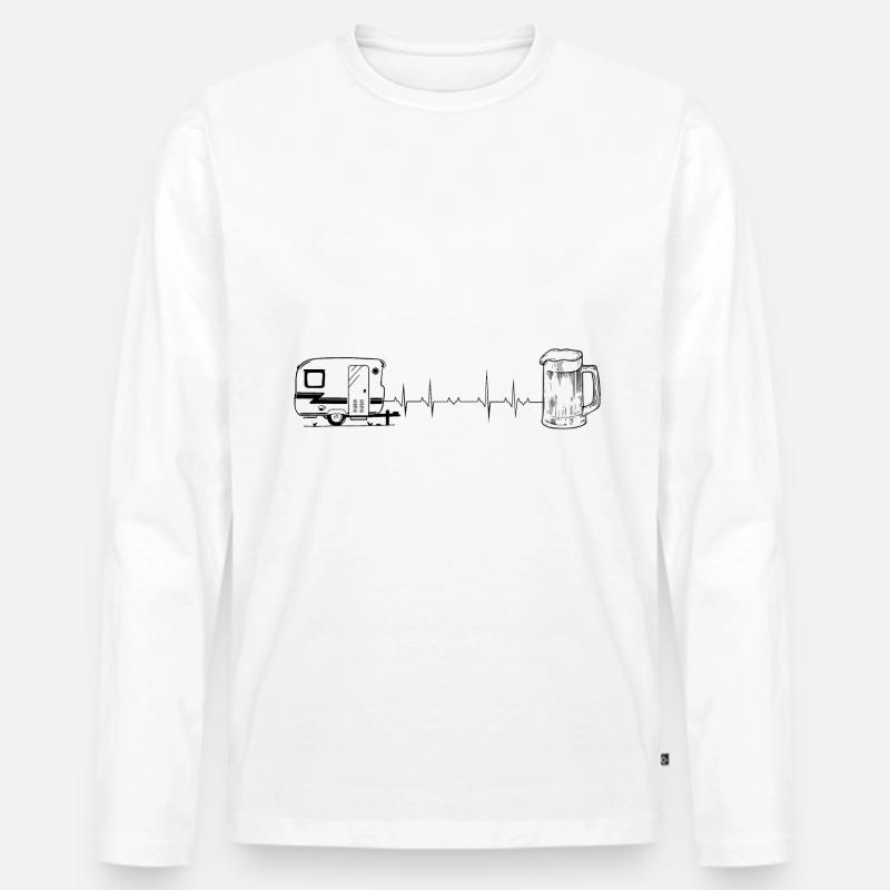 Herzschlag Camping und Bier - - Männer Premium Bio Langarmshirt - Weiß
