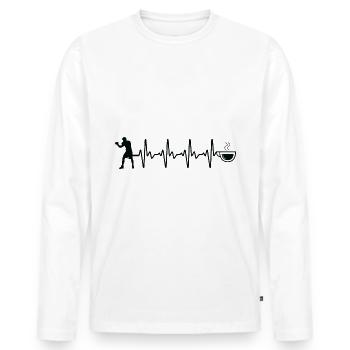 Boîtes à café Heartbeat - Bo - T-shirt manches longues Premium bio Homme - blanc - Devant - Nico (187cm)