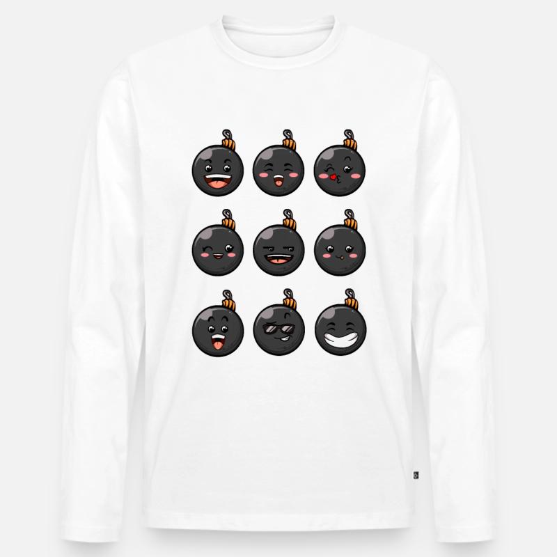 9 Weihnachtskugeln #9/10 Schwarz - Männer Premium Bio Langarmshirt - Weiß