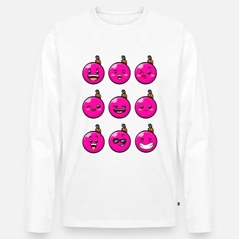 9 Weihnachtskugeln #7/10 Pink - Männer Premium Bio Langarmshirt - Weiß
