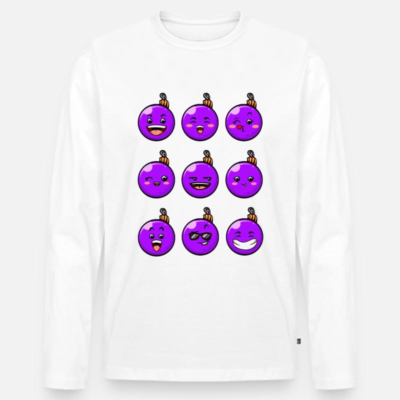 9 Weihnachtskugeln #8/10 Lila - Männer Premium Bio Langarmshirt - Weiß