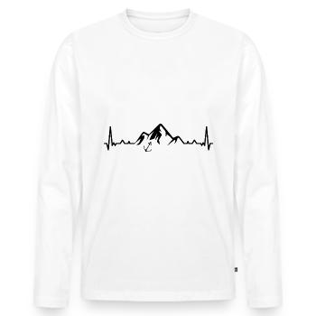 Heartbeat Mountain 1 and Sailboat - (2) - Men's Premium Organic Long Sleeve Shirt - white - Front - Nico (187cm)