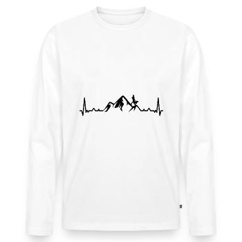 Heartbeat-Berg und Hund - (3) - Männer Premium Bio Langarmshirt - Weiß - Vorne - Nico (187cm)