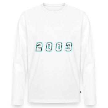 2003 Jahr Zahl - Männer Premium Bio Langarmshirt - Weiß - Vorne - Nico (187cm)