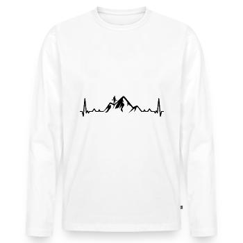 Heartbeat Mountain and Fitness - - Men's Premium Organic Long Sleeve Shirt - white - Front - Nico (187cm)
