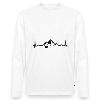 Berg 1 Heartbeat Guitare - Gu - T-shirt manches longues Premium bio Homme - blanc - Devant - Nico (187cm)